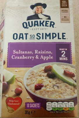 Quaker Oats So Simple Sultana Raisin C / Berry&apl 385G - 5000108030591