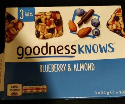 Goodnessknows Blueberry & Almond Cereal Bar 3X34G - 5000159499927