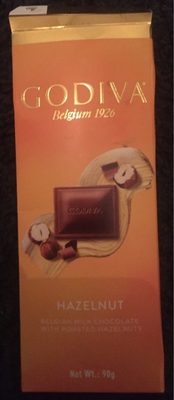 Godiva Pure Belgian Milk Chocolate Bar,Hazelnut 90G - 5000168199160