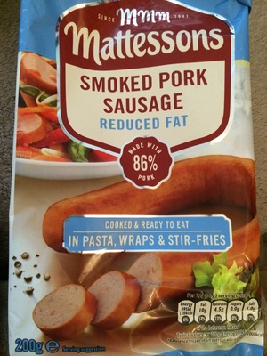 Smoked Pork Sausage - reduced fat - 5000178109630