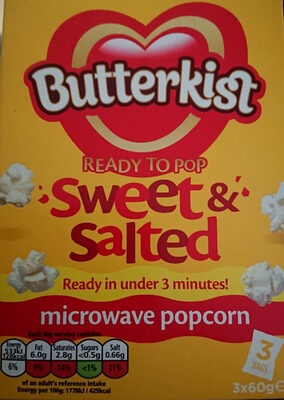 Butterkist ready to pop sweet & Salted microwave popcorn - 5000237129753