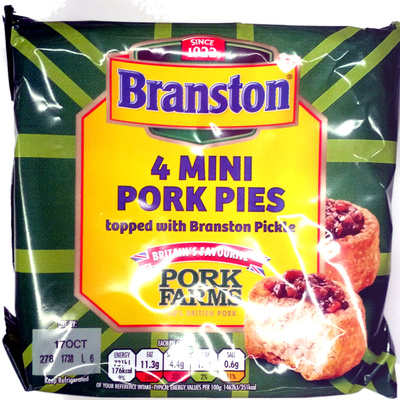 4 mini Pork Pies topped with Branston Pickle - 5000242110975