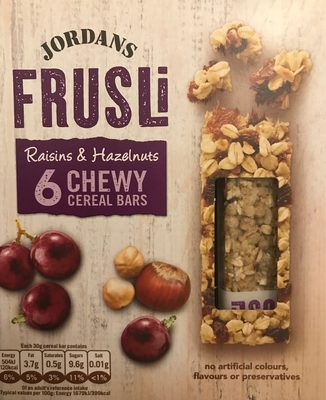 Jordans Frusli Juicy Raisin & Hazelnut Cereal Bar - 5010477323071