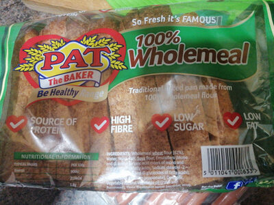 Pat the Baker 100% Wholemeal THCK Sliced Bread - 5011041000633