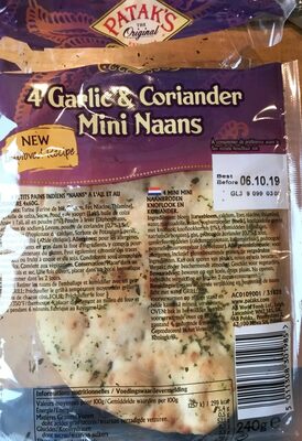 4 Garlic & Coriander Mini Naans - 5011308301985