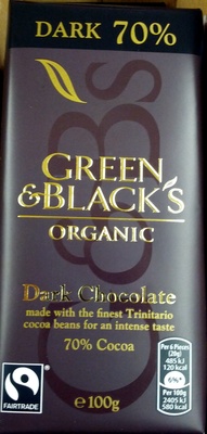 Green & black's organic chocolate bar 70% dark - 5011835100211
