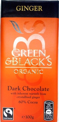 Green & black's organic chocolate bar ginger - 5011835104042