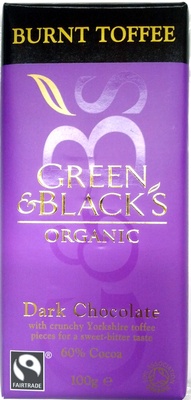Green & black's organic chocolate bar dark with toffee - 5011835104974