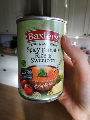 Baxter's veggie goodness spicy tomato, rice and sweetcorn soup - 5012427072305