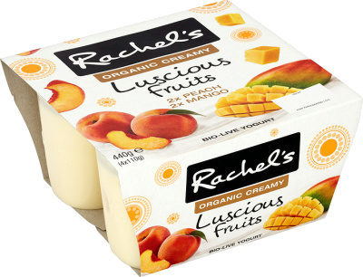 Rachel's Luscious Peach and Mango yogurts - 5021638000014