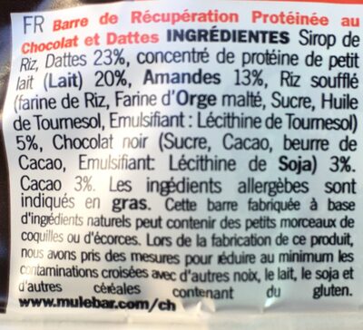 Mulebar Barre Energétique Hyperproteinees Refuel Chocolat Dattes 65G - 5030131106079