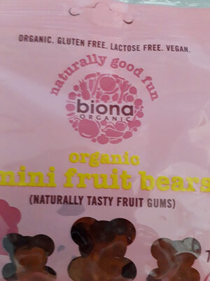 Biona Organic Mini Fruit Gum Bear Sweets 75G - 5032722307735