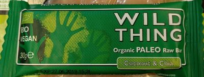 Wild Thing organic paleo Raw Bar coconut & chia - 5034210522323