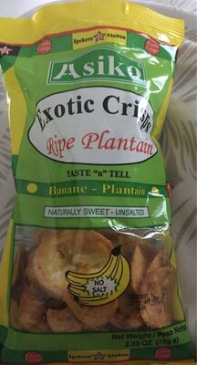 Exotic crisps ripe plantain unsalted - 5037986000019