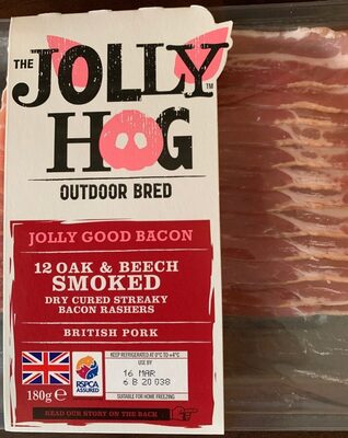 12 oak & beech smoked dry cured streaky bacon rashes - 5050668013930