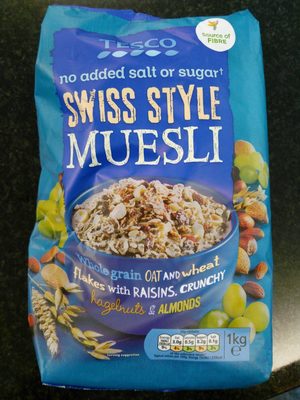 Tesco No Added Sugar Salt Swiss Style Muesli 1Kg - 5052003786561