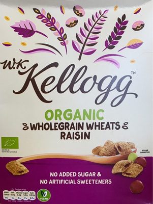 W.K Kellogg Organic Wholegrain Wheats Raisin - 5053827187824