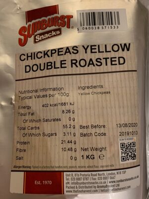 Chickpeas yellow double roasted - 5060038571533