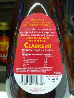 Clarks Original Maple Syrup With Carob Syrup - 5060040110898