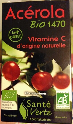 Acérola bio 1470 vitamine C origine naturelle - 5060072734086
