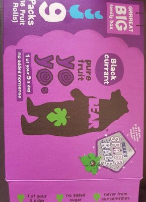 Bear Yo Yo's Blackcurrant Snacking Fruit - 5060139431590