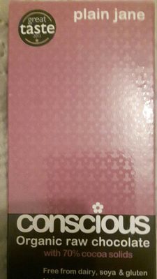 Conscious Organic Raw Chocolate Plain 70% - 5060153350006