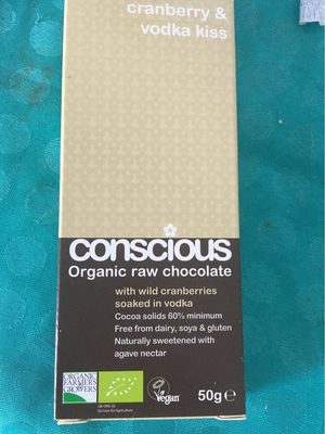 Bulk Deal 10 X Conscious Chocolate Cranberry Vodka Christmas Kiss 50G - 5060153350648