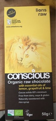 Organic raw chocolate with essential oils of lemon, grapefruit - 5060153351263