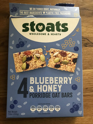 Stoats Blueberry & Honey Porridge Oat Bars 4 x - 5060183671546