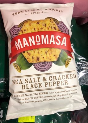 Manomasa Sea Salt & Cracked Black Pepper Tortillas, 150 G - 5060314480016