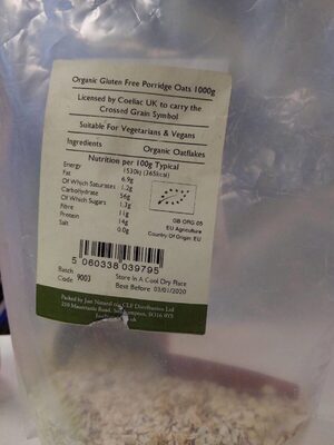 Organic Porridge Oats - 5060338039795