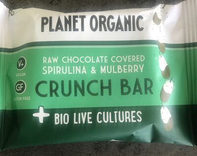 Raw chocolate covered spirulina and mulberry crunch bar - 5060401053000