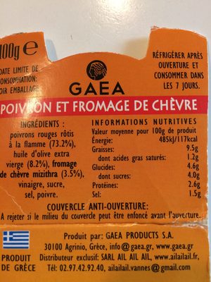Poivron et fromage de chèvre à tartiner - 5201671100258