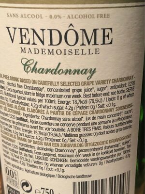 Vin blanc chardonnay sans alcool - 5425030340547