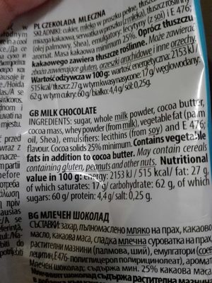 Czekolada mleczna fine milk chocolate - 5901806002975