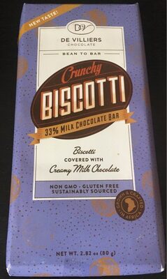 De Villiers Crunchy Biscotti Milk Chocolate Bar - 6009802107874
