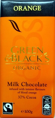 Green & black's organic chocolate bar milk chocolate orange - 7622210153821