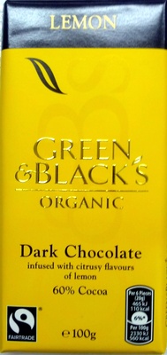 Green & Black's Organic Lemon Dark Chocolate 60% Cocoa - 7622210153838