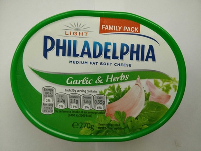 Philadelphia cream cheese garlic and herb light - 7622210307668