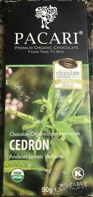 Chocolate organico con esencia de cedron - 7862109271353