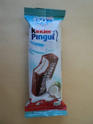 Kinder Pingu Prajitura cu umplutura de lapte si nuca de cocos trasa in ciocolata - 8000500119792