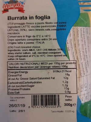 Burrata in foglia - 8014745044023
