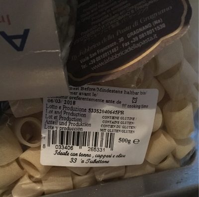 La Fabbrica Della Pasta Pasta 'tubettone' (500g Packung) - 8033406265331