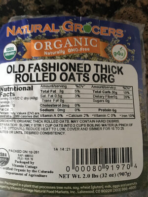 Old fashioned thick rolled oats .org - 80919704