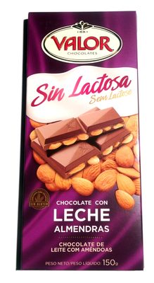 Chocolate con leche sin lactosa y almendras enteras - 8410109004830