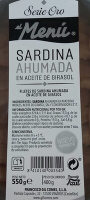 Sardina ahumada en aceite de girasol - 8410140003540