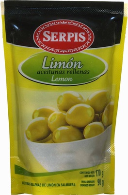 Aceitunas verdes rellenas de pasta de limón Serpis - 8410344201278