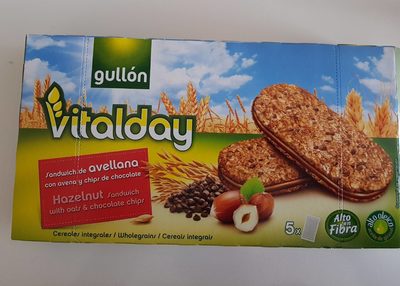 Sandwich de avellana con avena y chips de chocolate Vitalday - 8410376046908