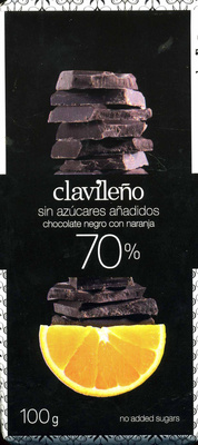 Chocolate negro con naranja edulcorado 70% cacao - 8411273000710