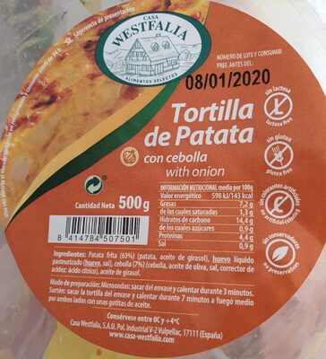 Tortilla de patata con cebolla - 8414784507501